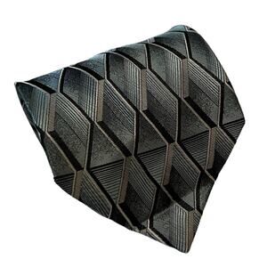 Pierre Cardin Silk Tie 3D Geometric Cubist Pattern Grey Black Blue Designer